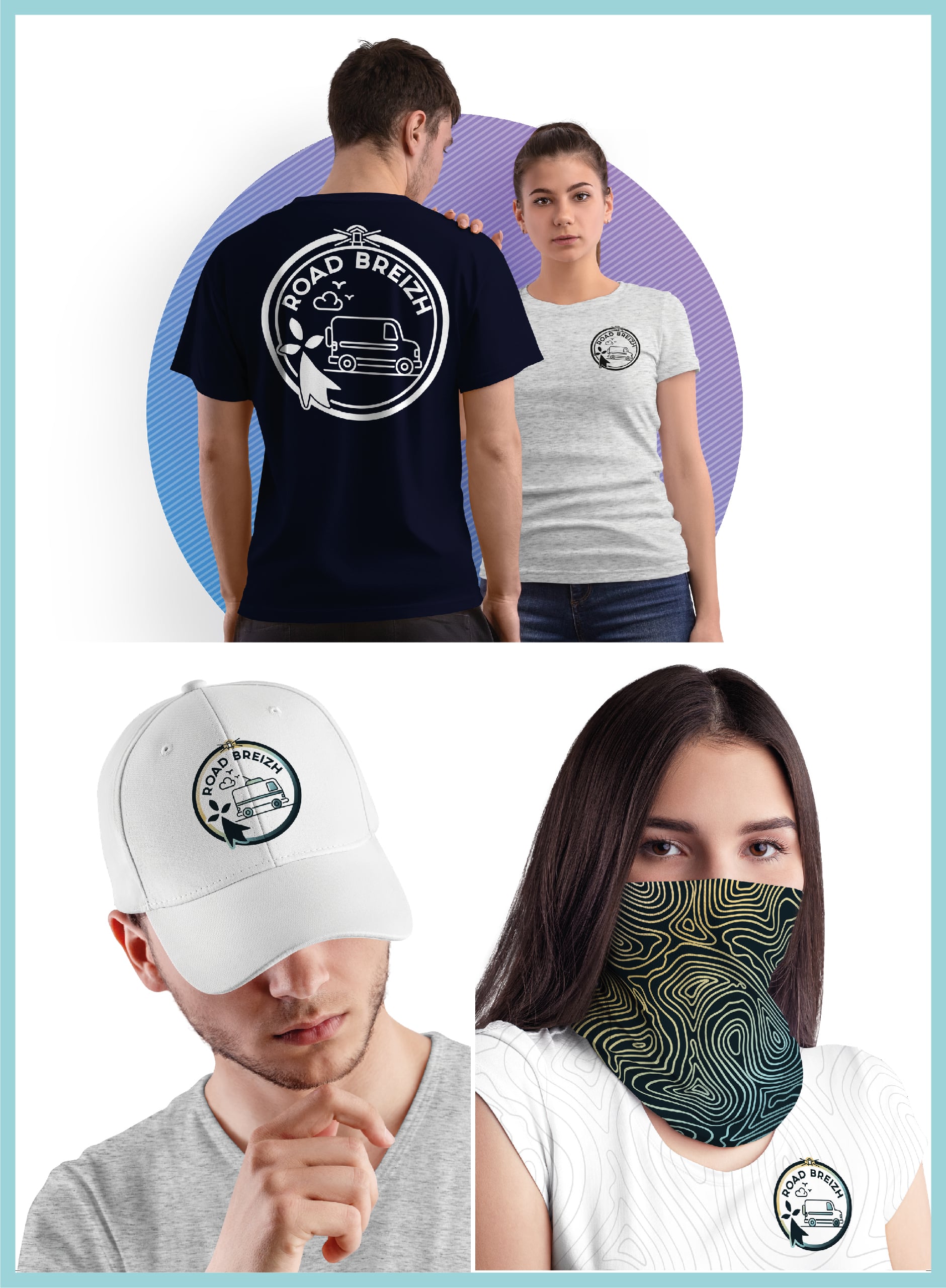 identité visuelle road to breizh logo charte graphique arsouaz casquette t-shirt foulard
