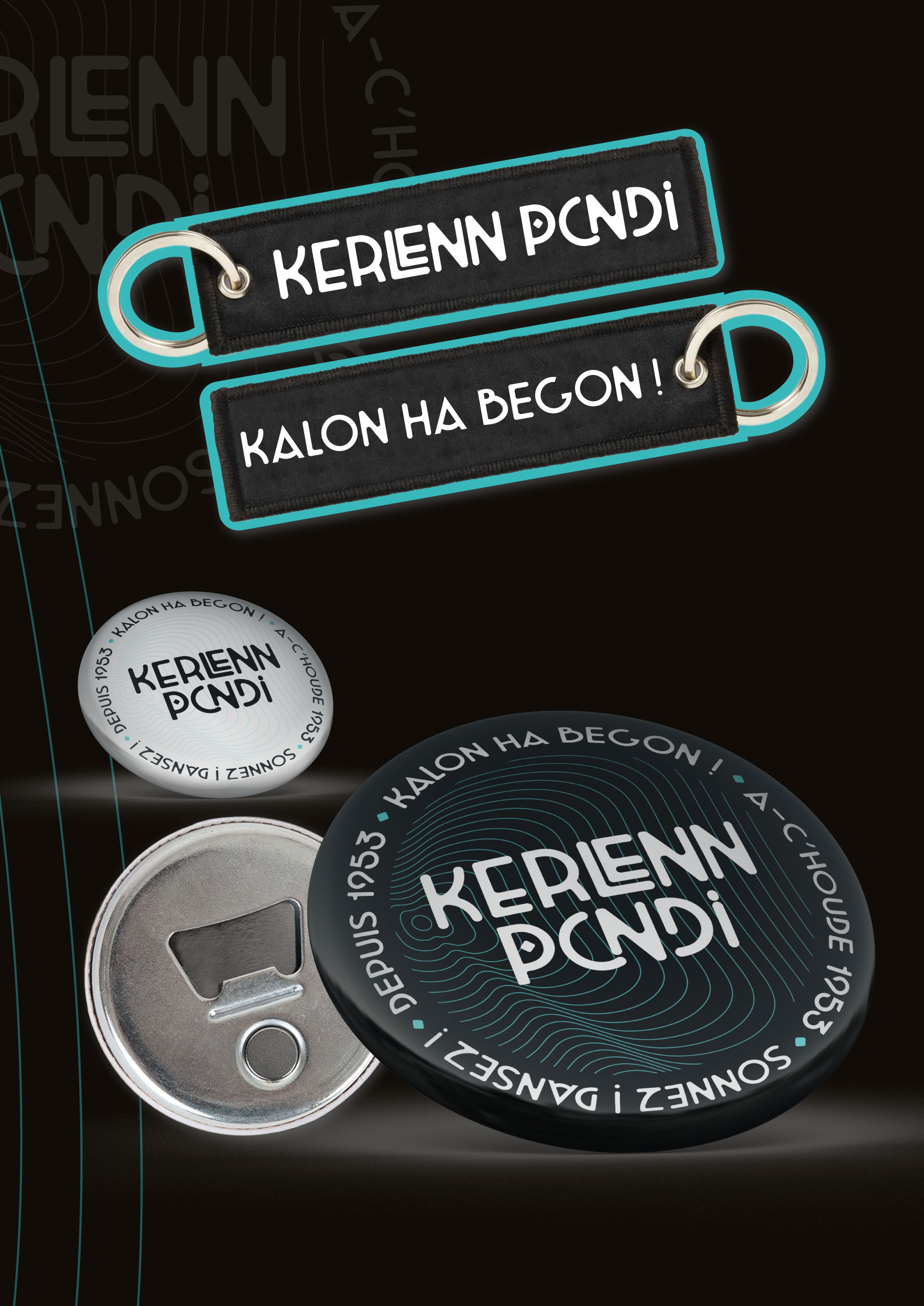 Goodies 70 ans de la Kerlenn Pondi porte clés badge