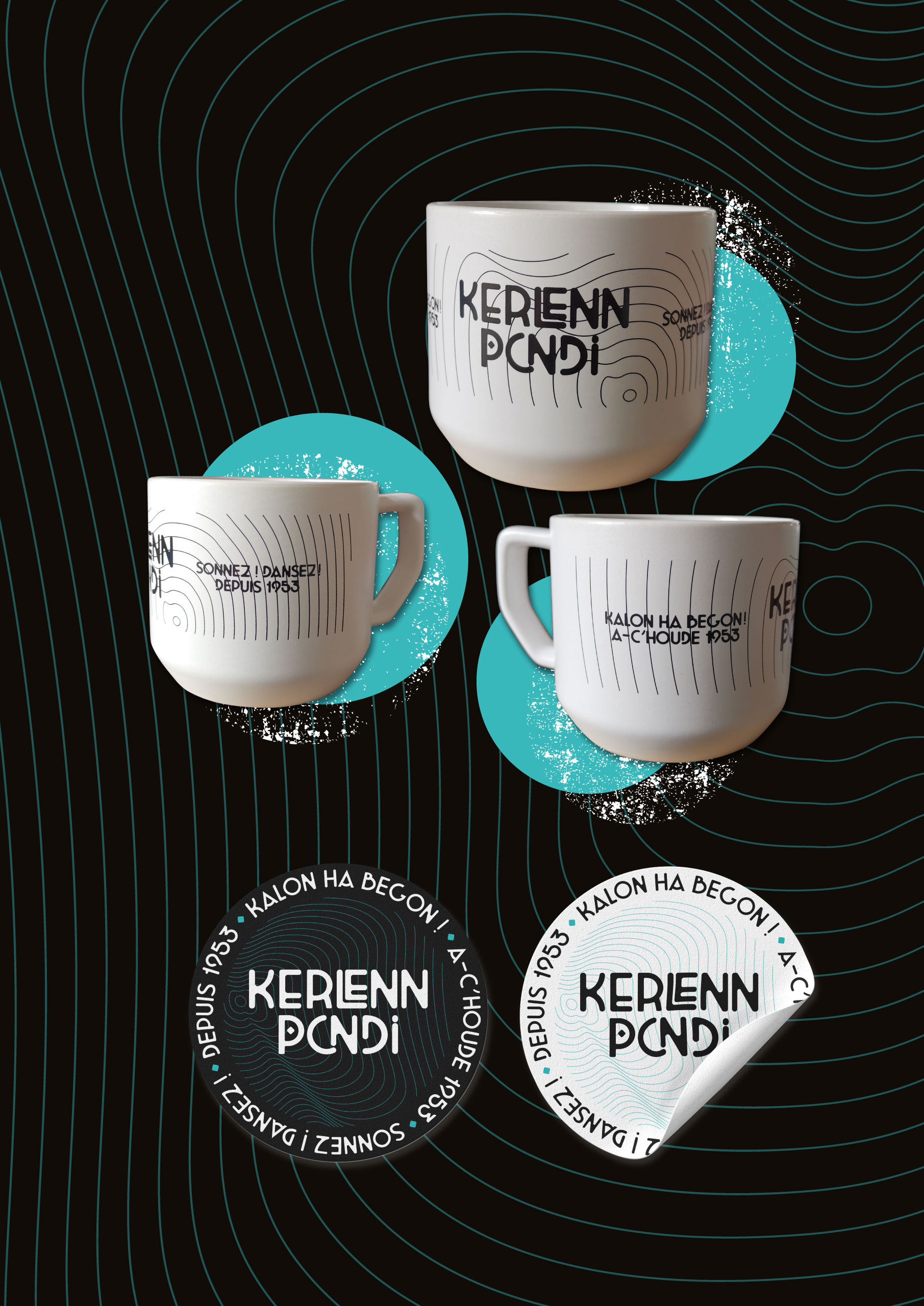 Goodies 70 ans de la Kerlenn Pondi mugs stickers